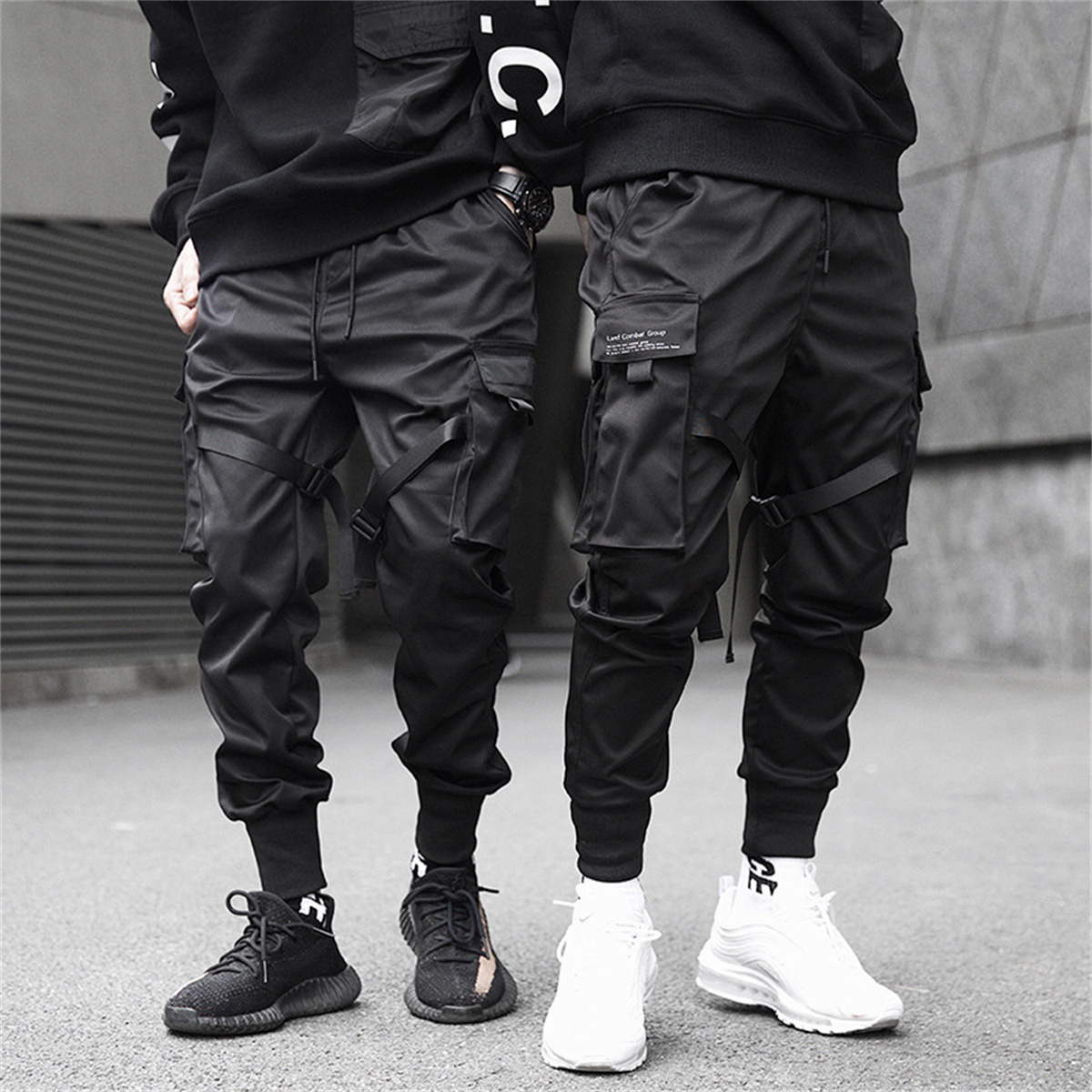 Streetwear Brand For Men - Zwarte Hiphop Cargo Broek Zomer Veelzijdige