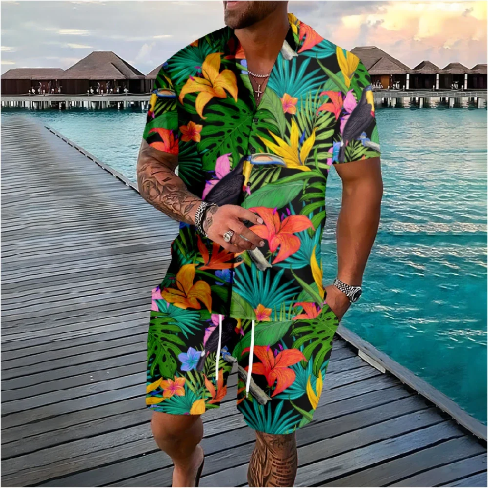 Streetwear Brand Flower - Hawaiiaanse palmboom bloemen knop shirts shorts